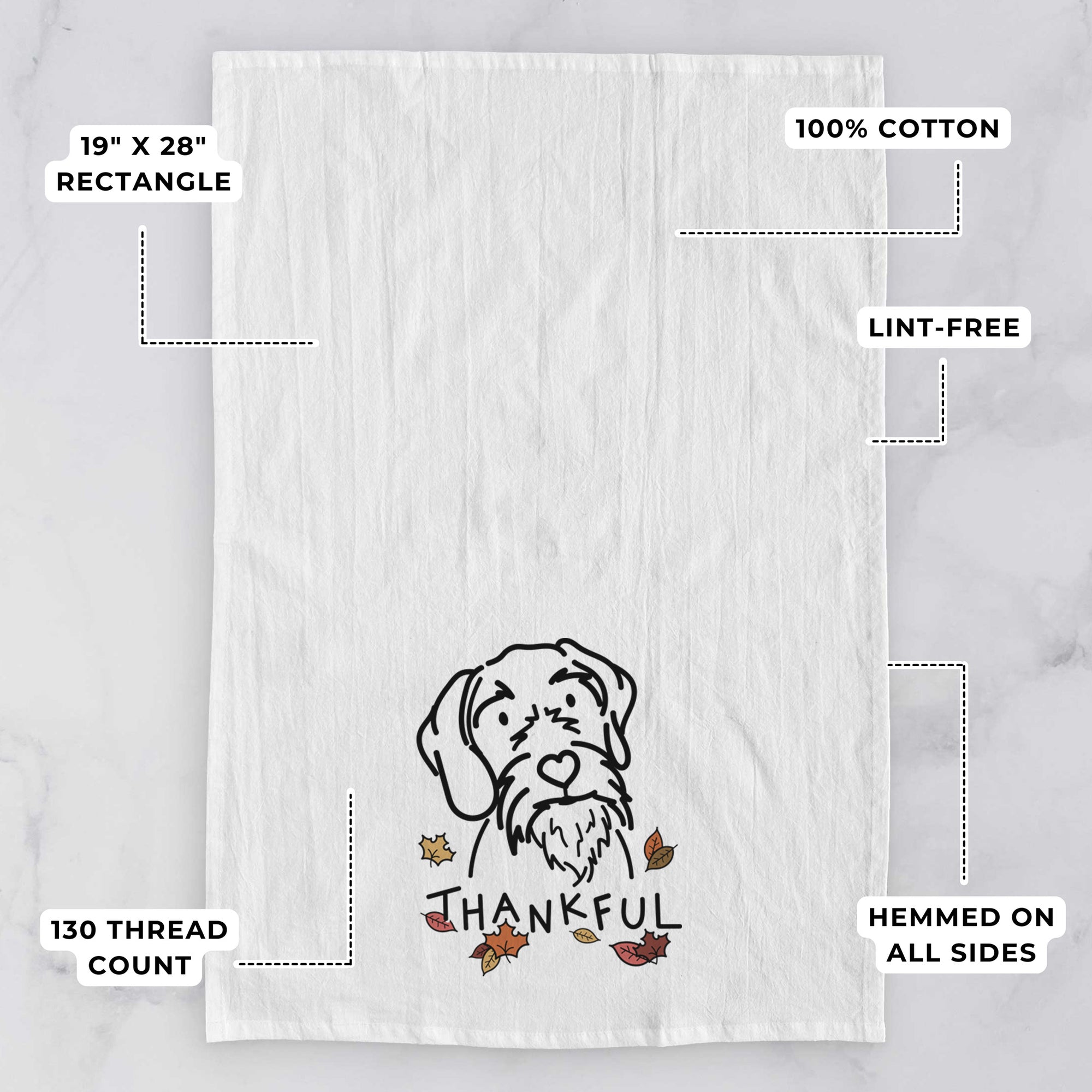 Thankful German Wirehaired Pointer - Buck - Tea Towel