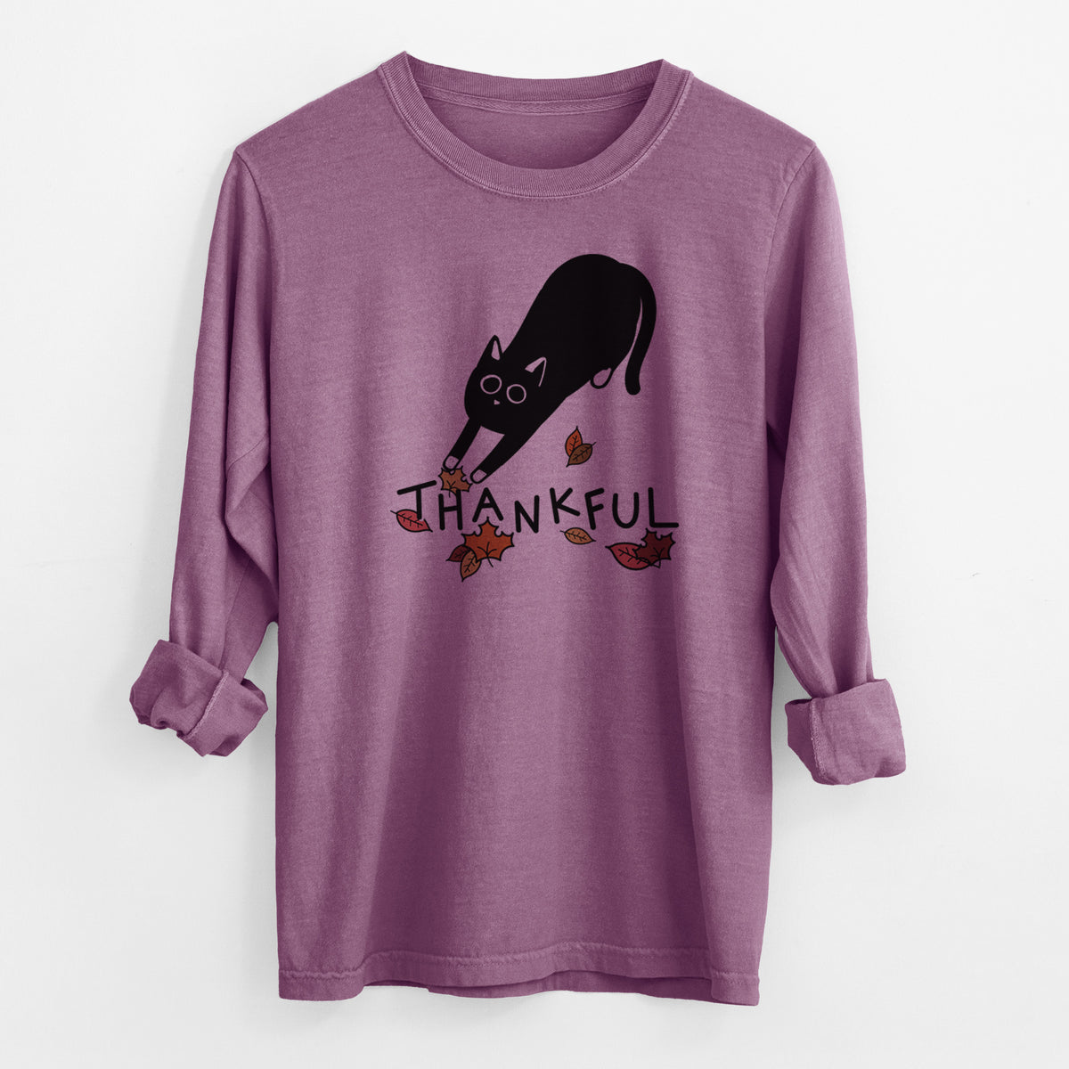 Thankful Black Cat - Bug - Men's Heavyweight 100% Cotton Long Sleeve