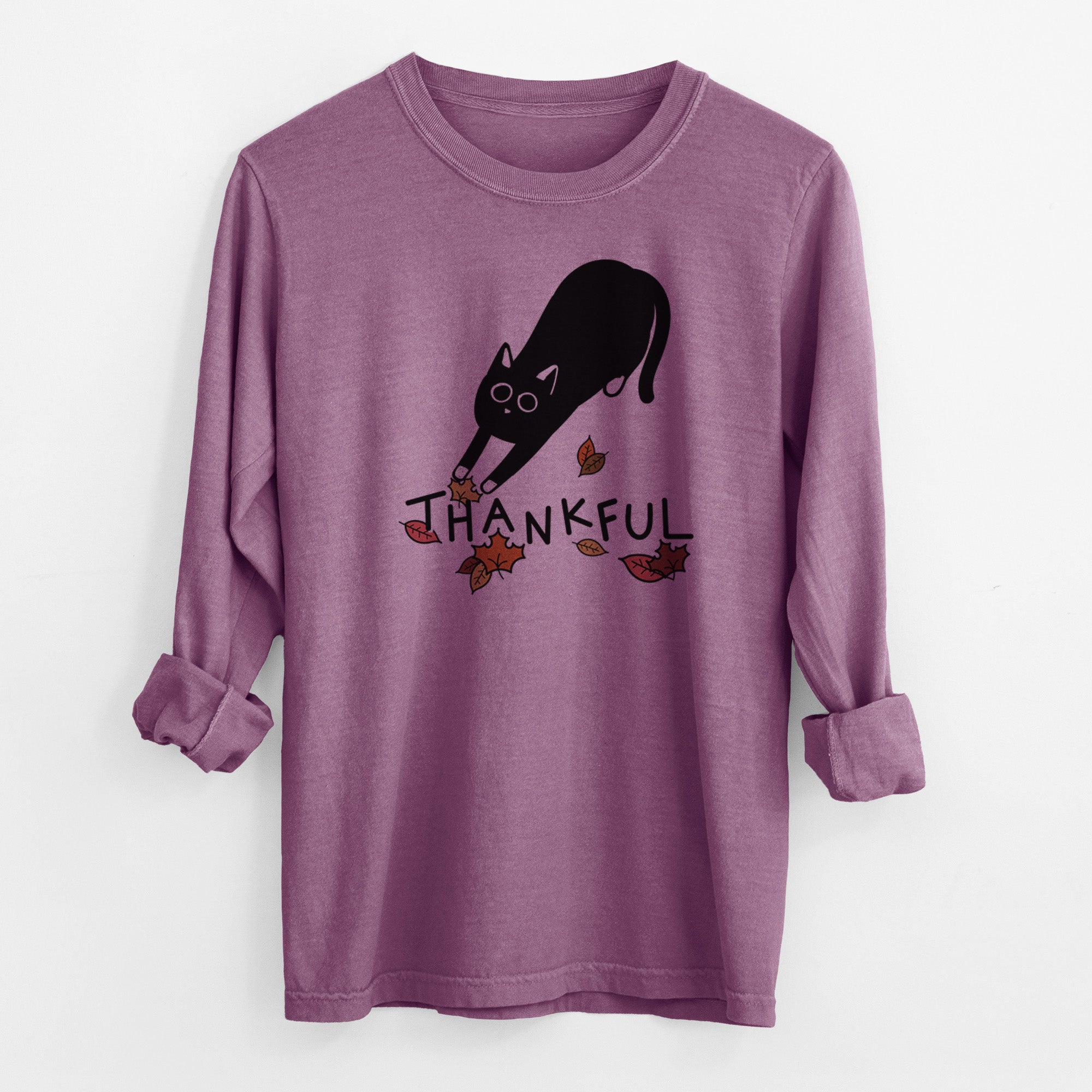 Thankful Black Cat - Bug - Men's Heavyweight 100% Cotton Long Sleeve