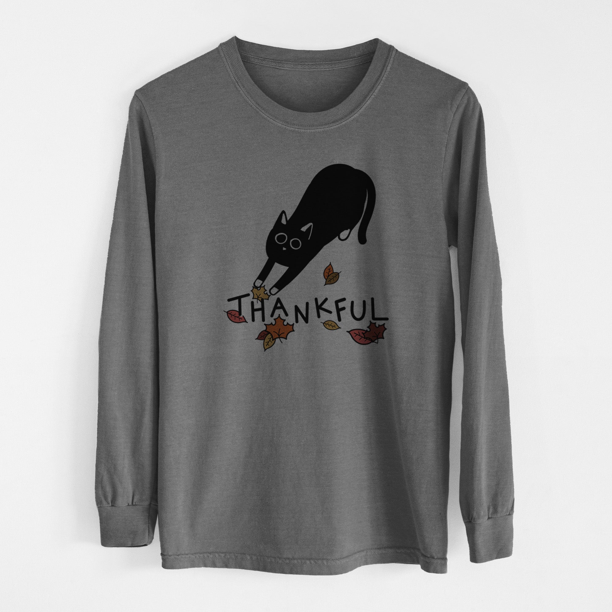 Thankful Black Cat - Bug - Men's Heavyweight 100% Cotton Long Sleeve