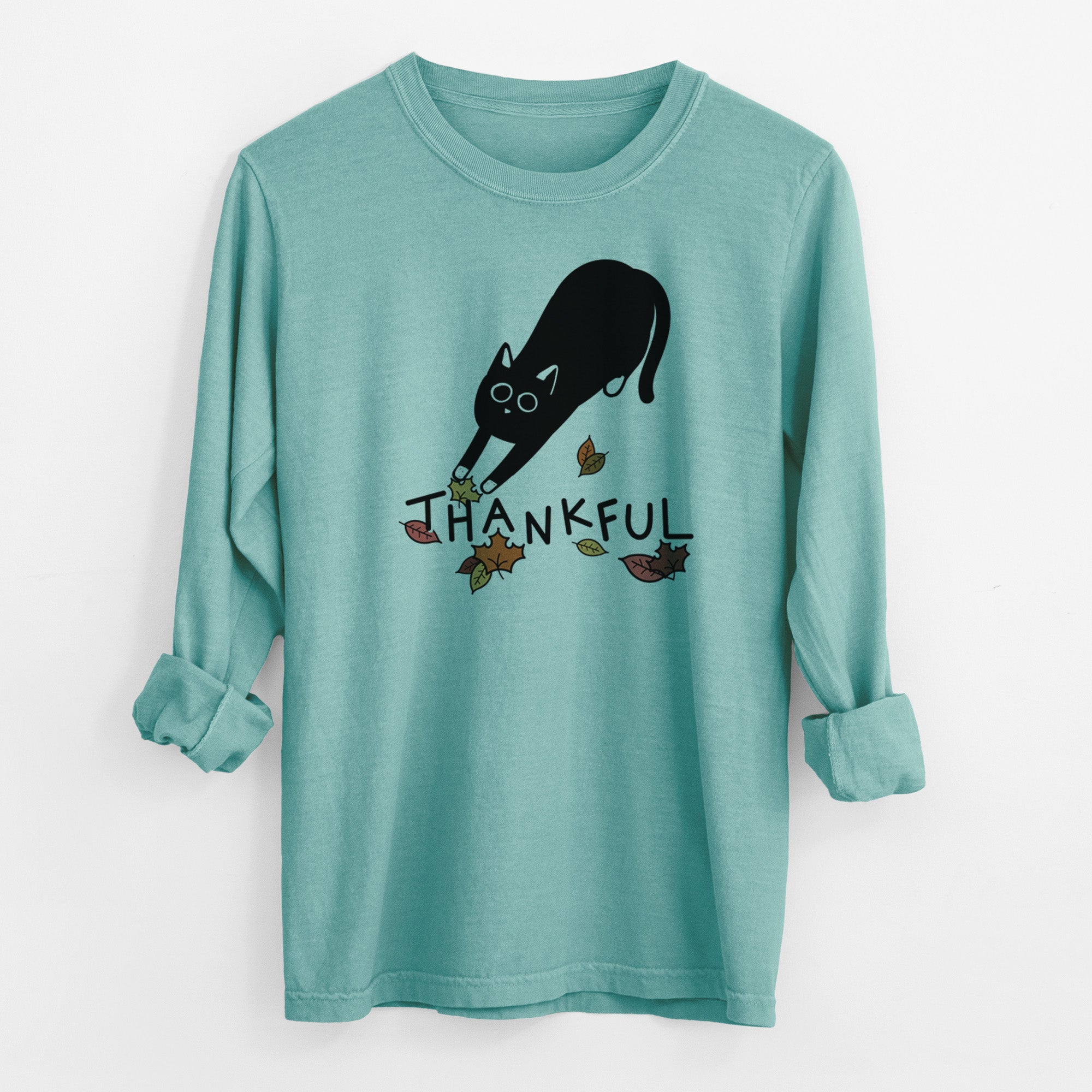 Thankful Black Cat - Bug - Men's Heavyweight 100% Cotton Long Sleeve