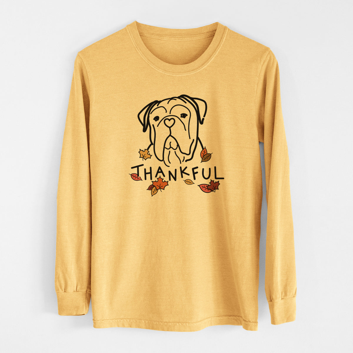 Thankful Bull Mastiff - Vivian - Men&#39;s Heavyweight 100% Cotton Long Sleeve