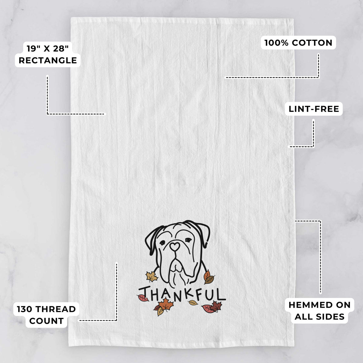 Thankful Bull Mastiff - Vivian - Tea Towel