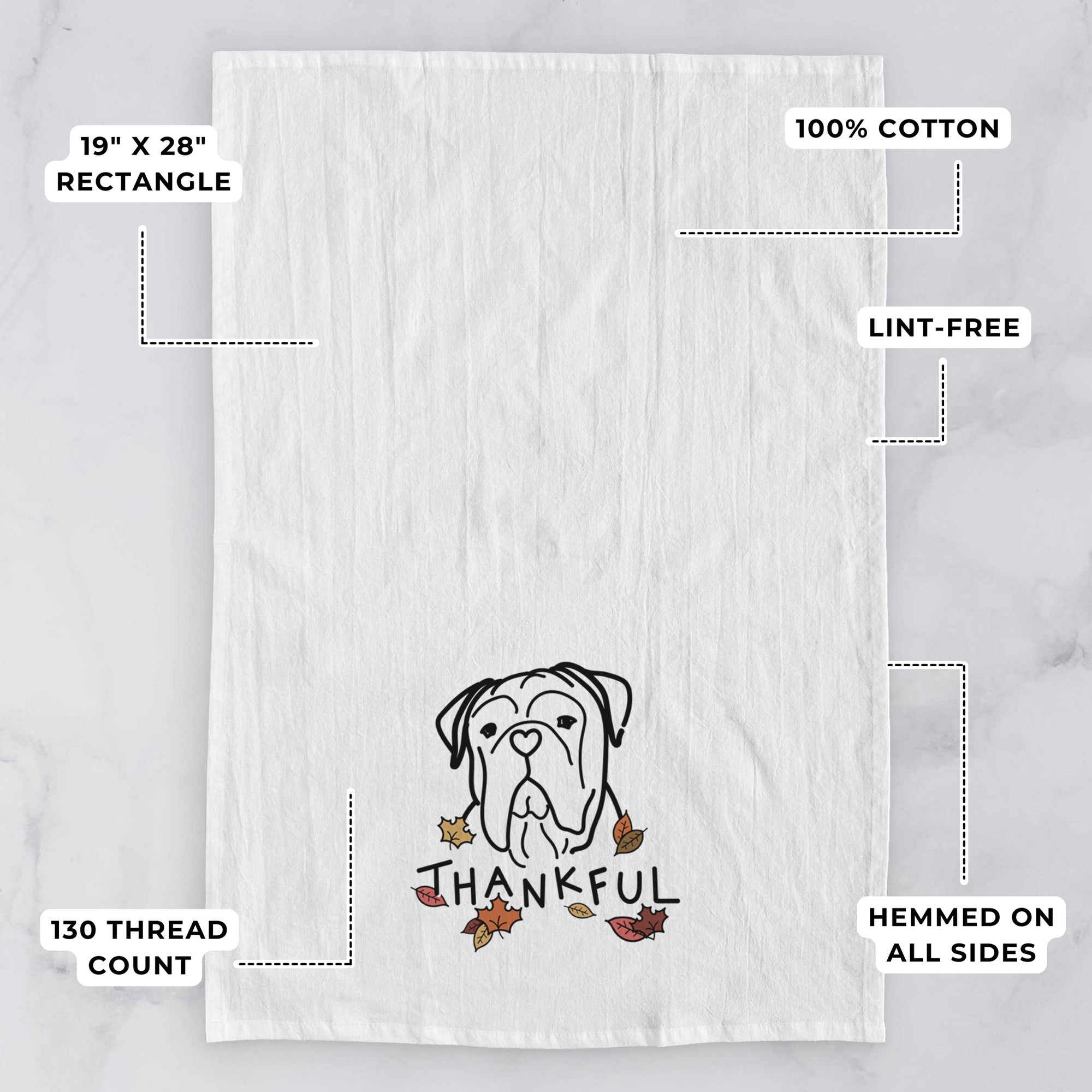 Thankful Bull Mastiff - Vivian - Tea Towel