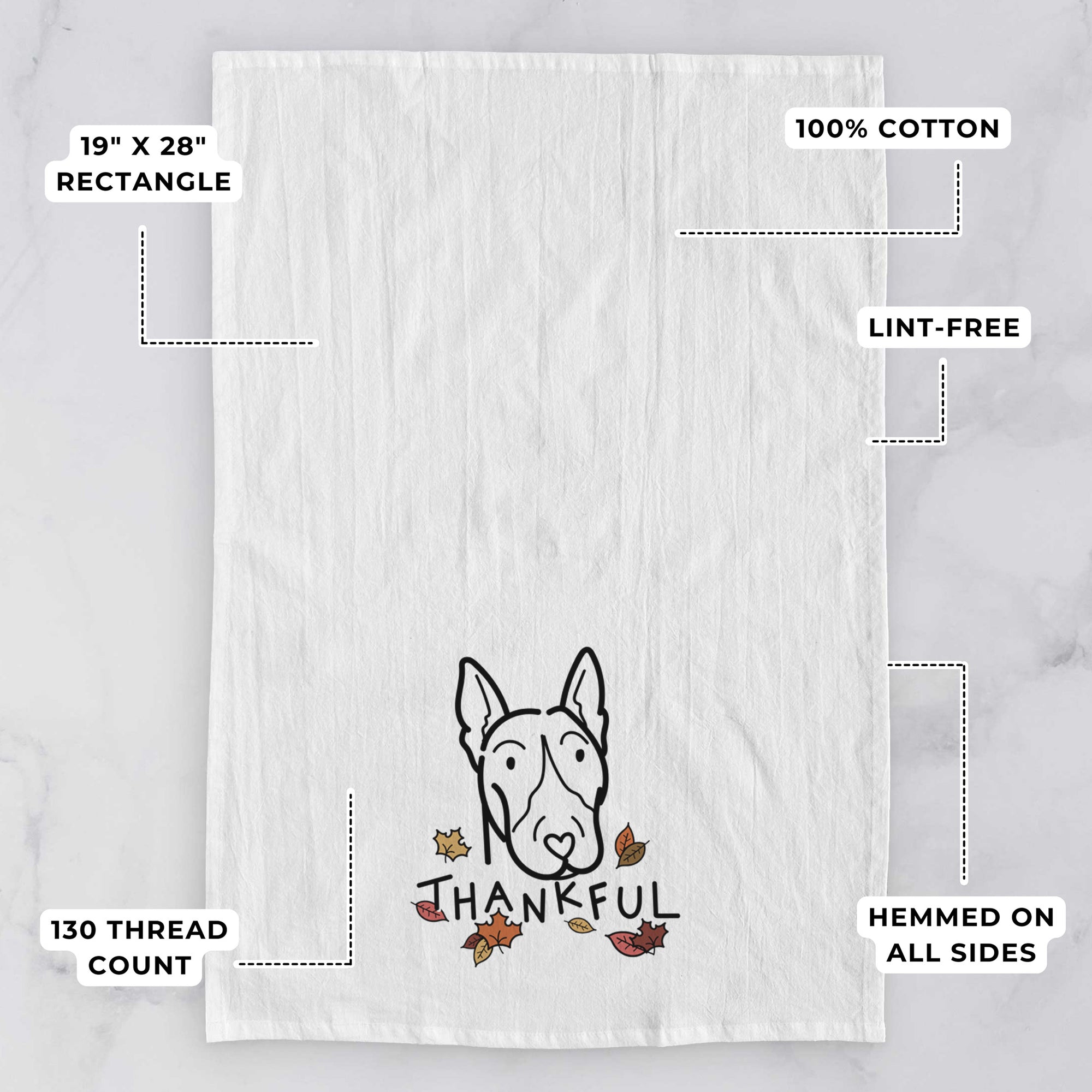 Thankful Bull Terrier - Tea Towel