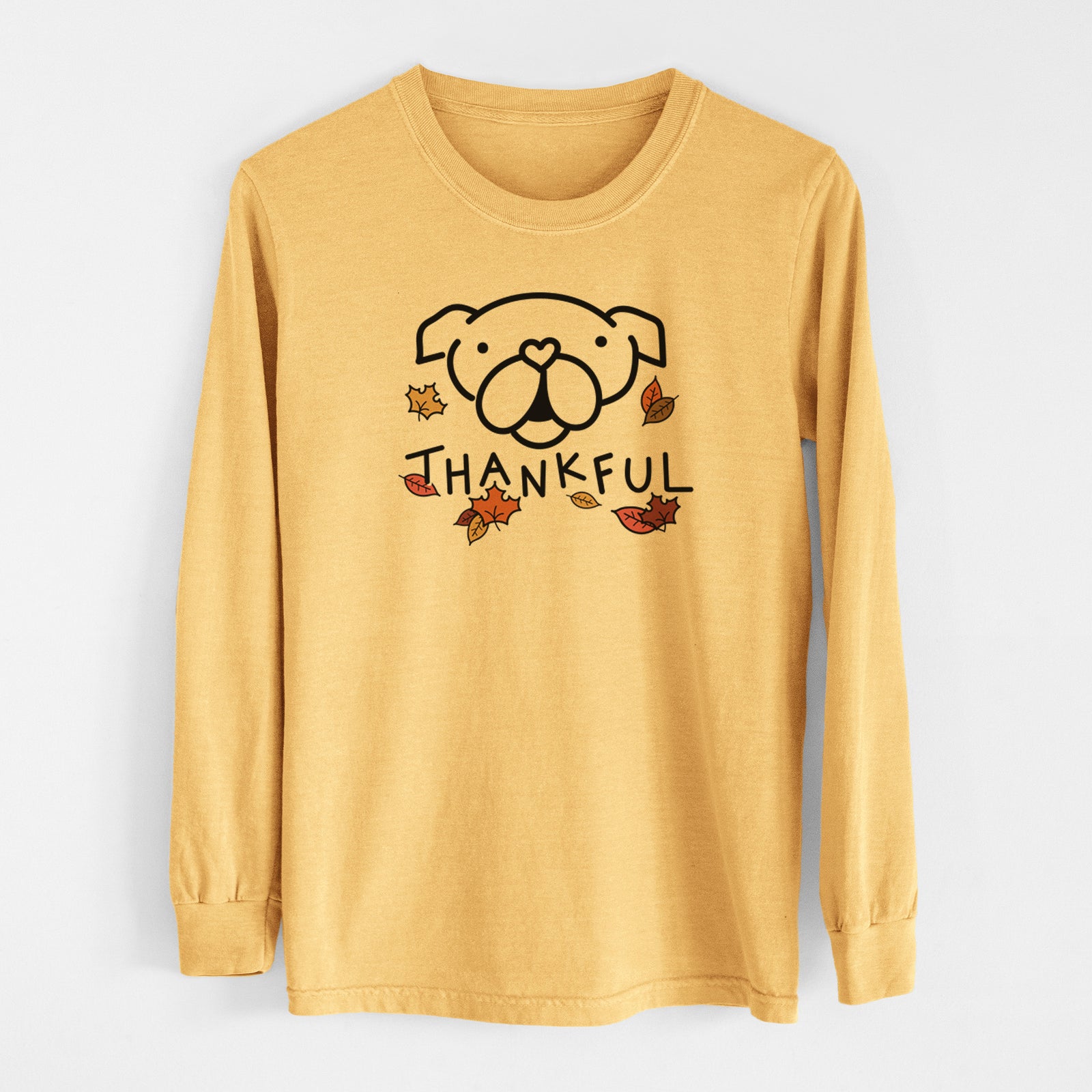 Thankful English Bulldog - Men's Heavyweight 100% Cotton Long Sleeve