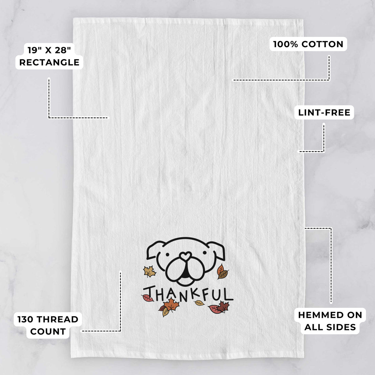 Thankful English Bulldog - Tea Towel