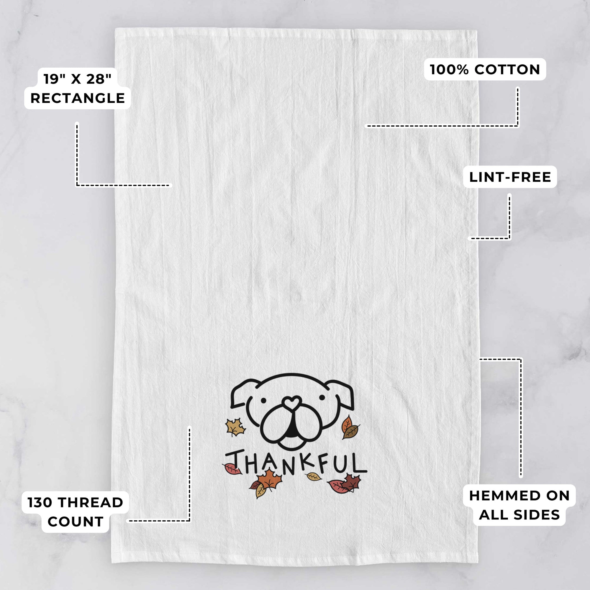 Thankful English Bulldog - Tea Towel