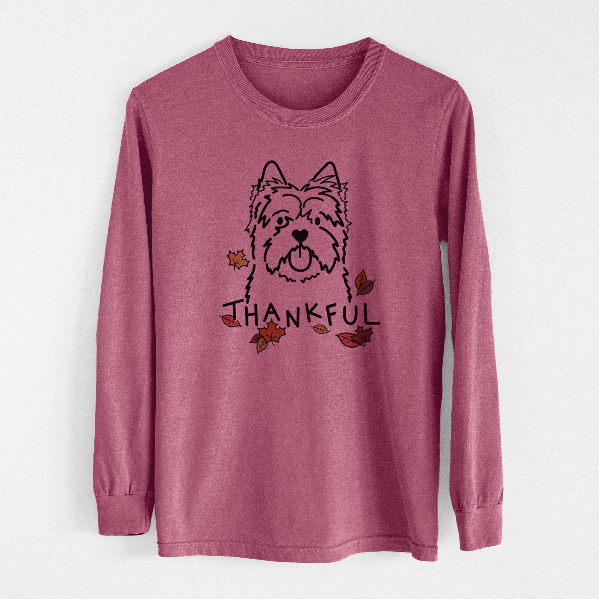 Thankful Cairn Terrier - Men's Heavyweight 100% Cotton Long Sleeve