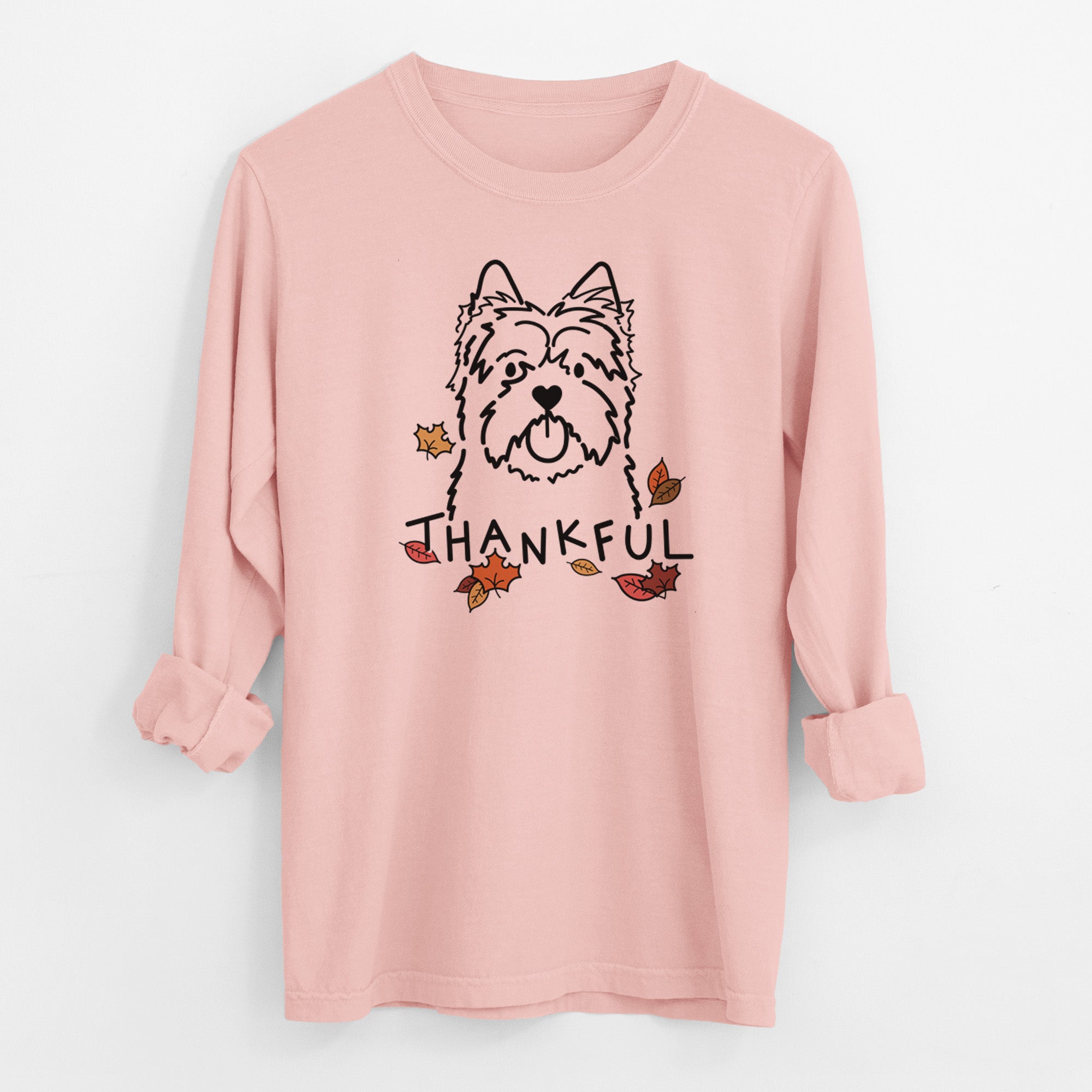 Thankful Cairn Terrier - Men's Heavyweight 100% Cotton Long Sleeve