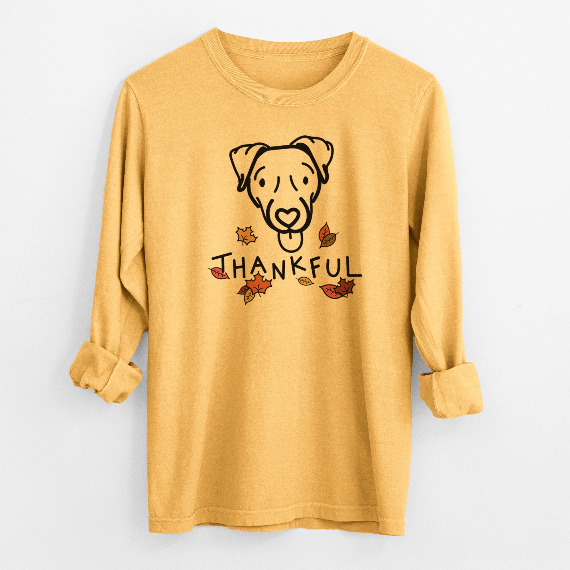 Thankful Jack Russell Terrier - Cammy - Men's Heavyweight 100% Cotton Long Sleeve