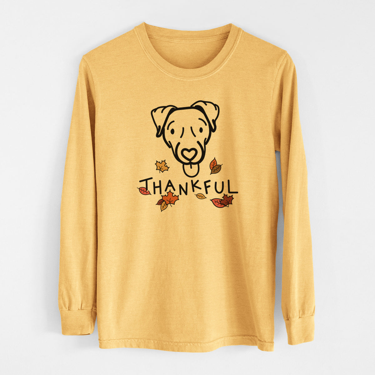 Thankful Jack Russell Terrier - Cammy - Men&#39;s Heavyweight 100% Cotton Long Sleeve