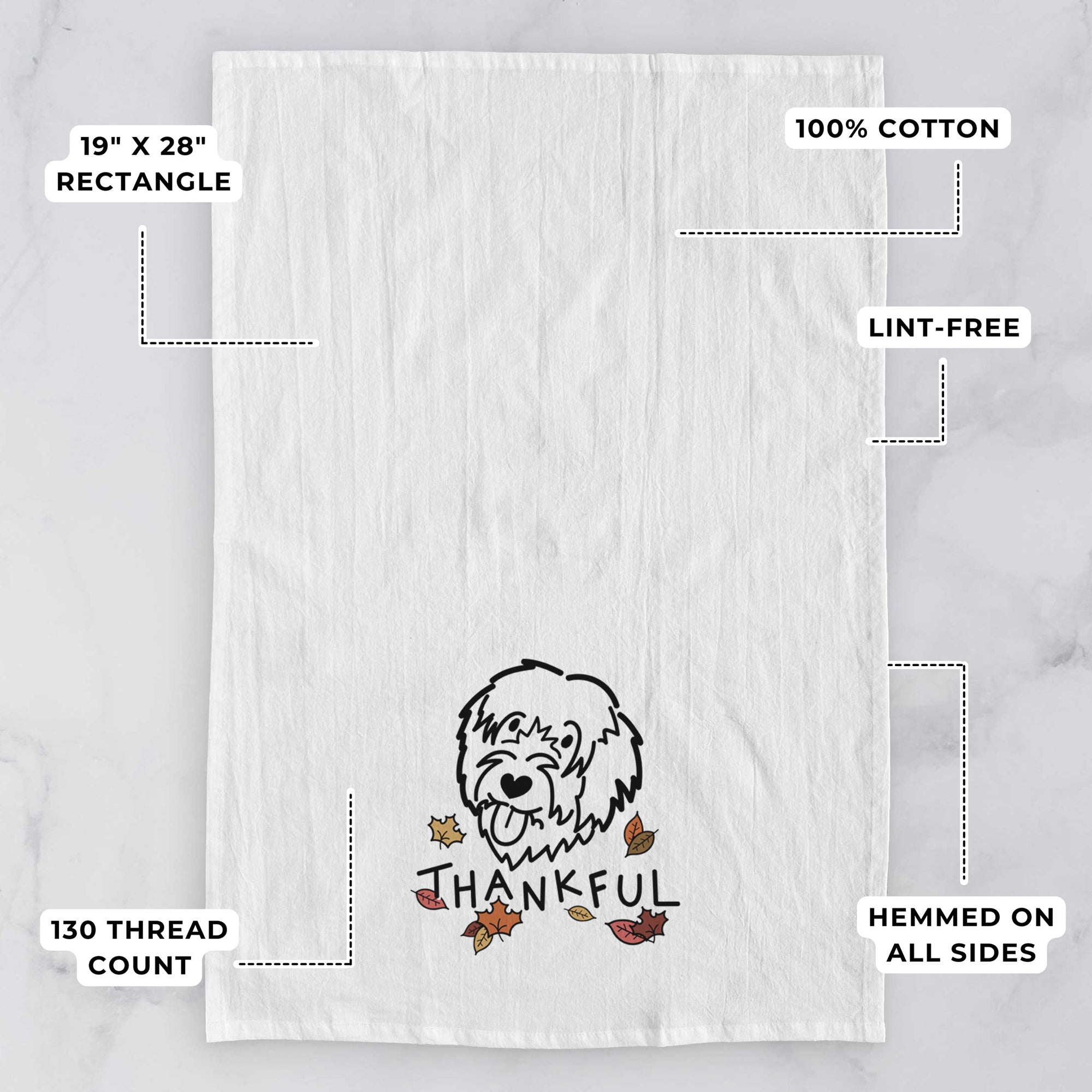 Thankful Catalan Sheepdog - Tea Towel