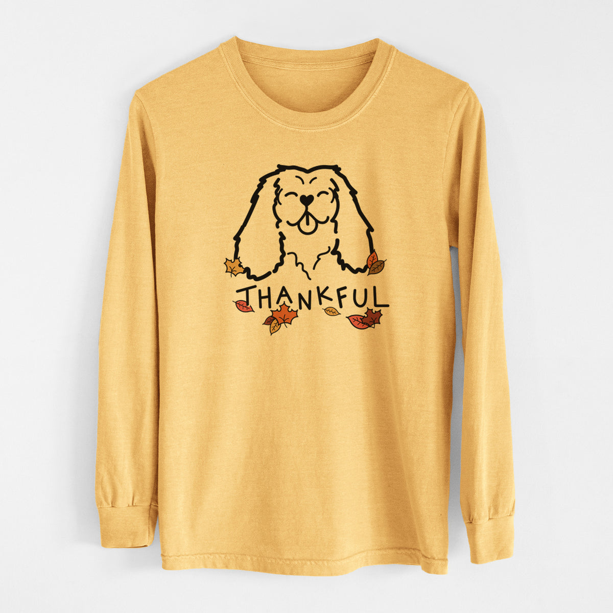 Thankful Cavalier King Charles Spaniel - Men&#39;s Heavyweight 100% Cotton Long Sleeve