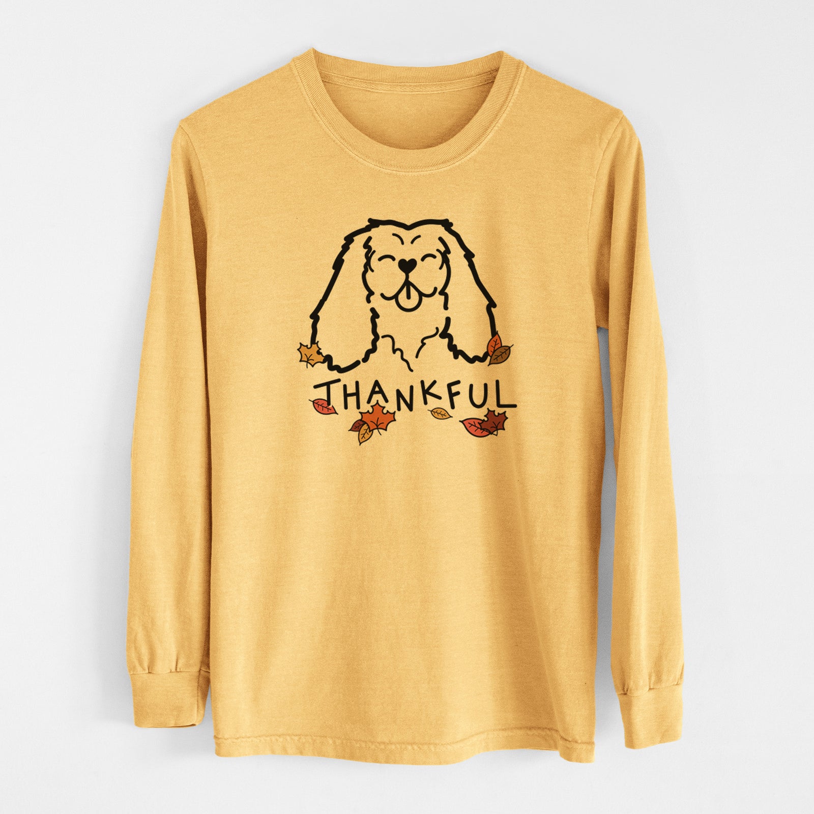 Thankful Cavalier King Charles Spaniel - Men's Heavyweight 100% Cotton Long Sleeve