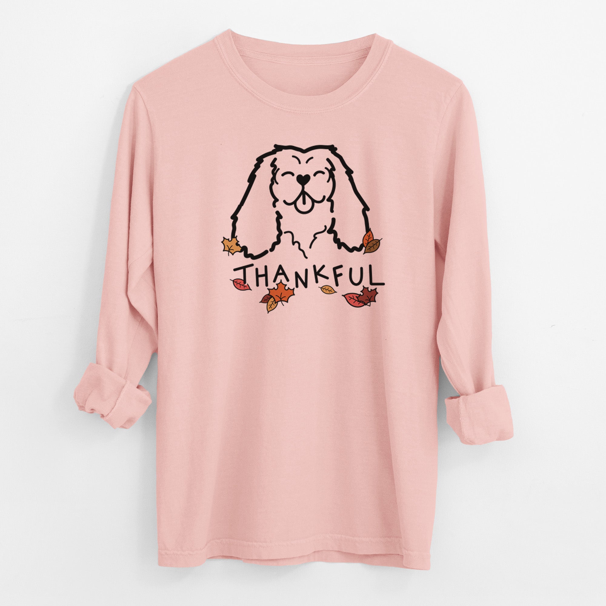 Thankful Cavalier King Charles Spaniel - Men's Heavyweight 100% Cotton Long Sleeve