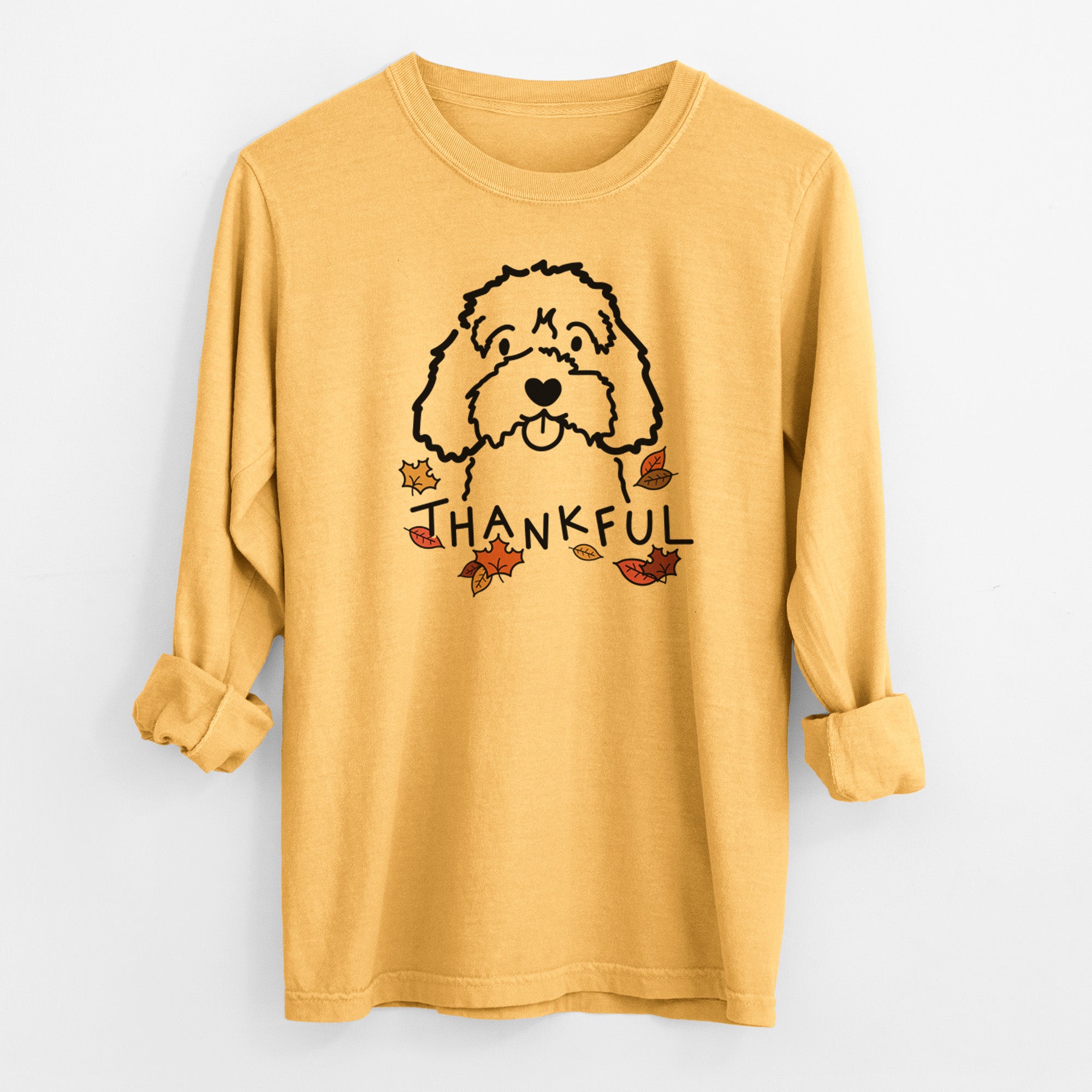 Thankful Cavapoo - Men's Heavyweight 100% Cotton Long Sleeve