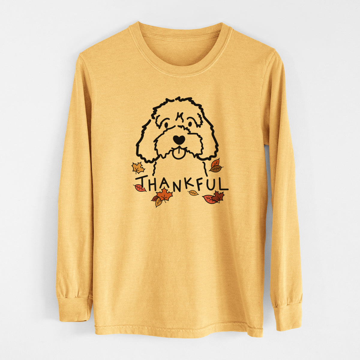 Thankful Cavapoo - Men&#39;s Heavyweight 100% Cotton Long Sleeve