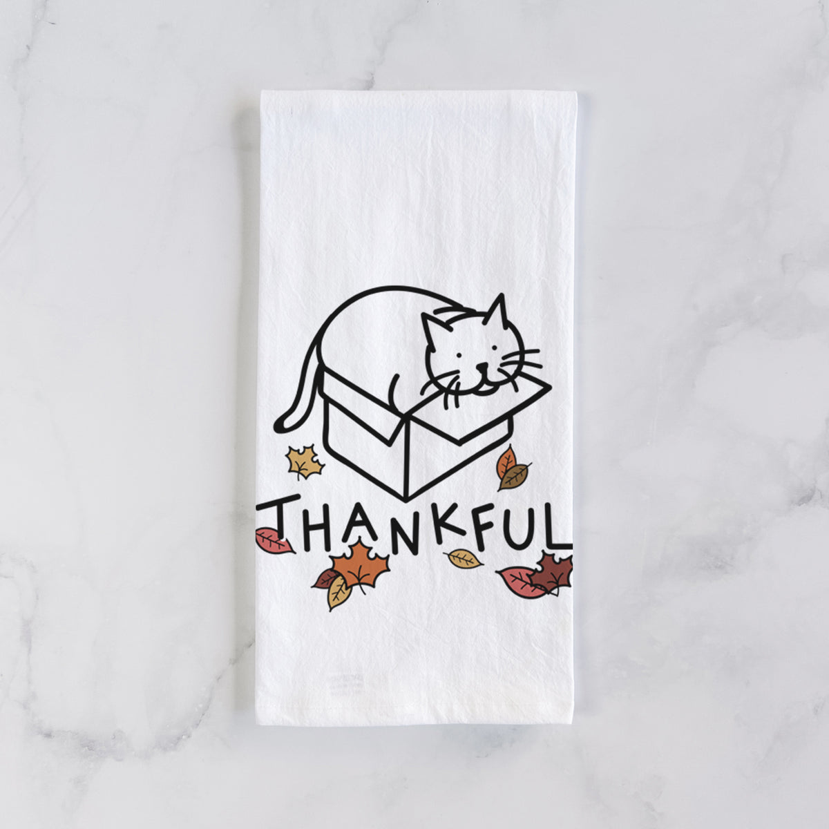 Thankful Cat in a Box - Charlie - Tea Towel