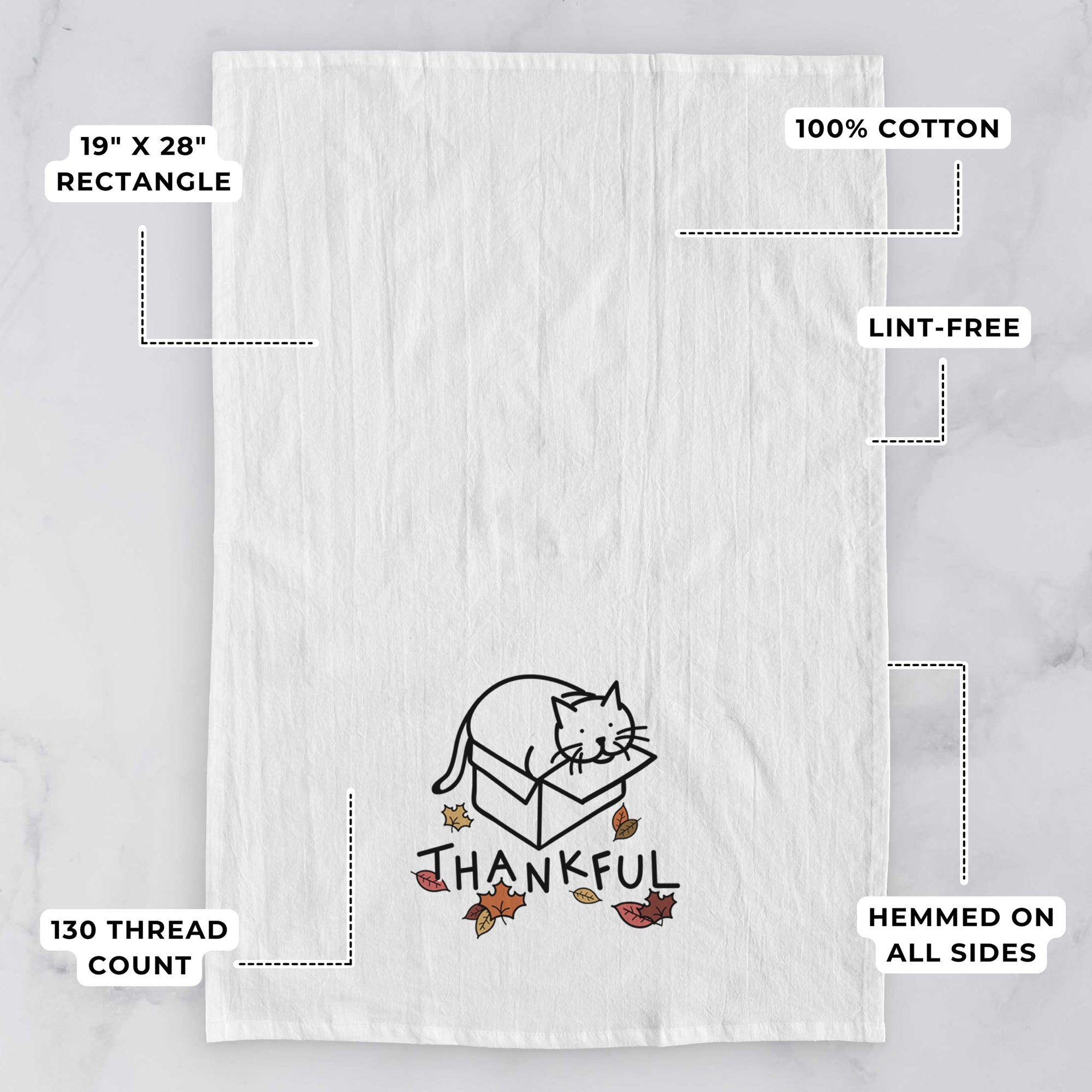 Thankful Cat in a Box - Charlie - Tea Towel