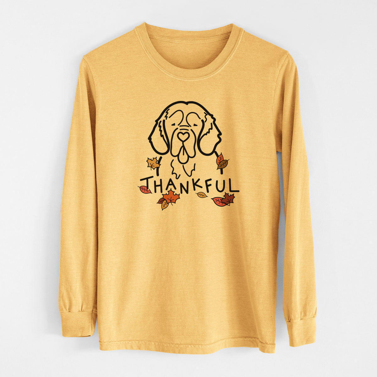 Thankful Clumber Spaniel - Men&#39;s Heavyweight 100% Cotton Long Sleeve