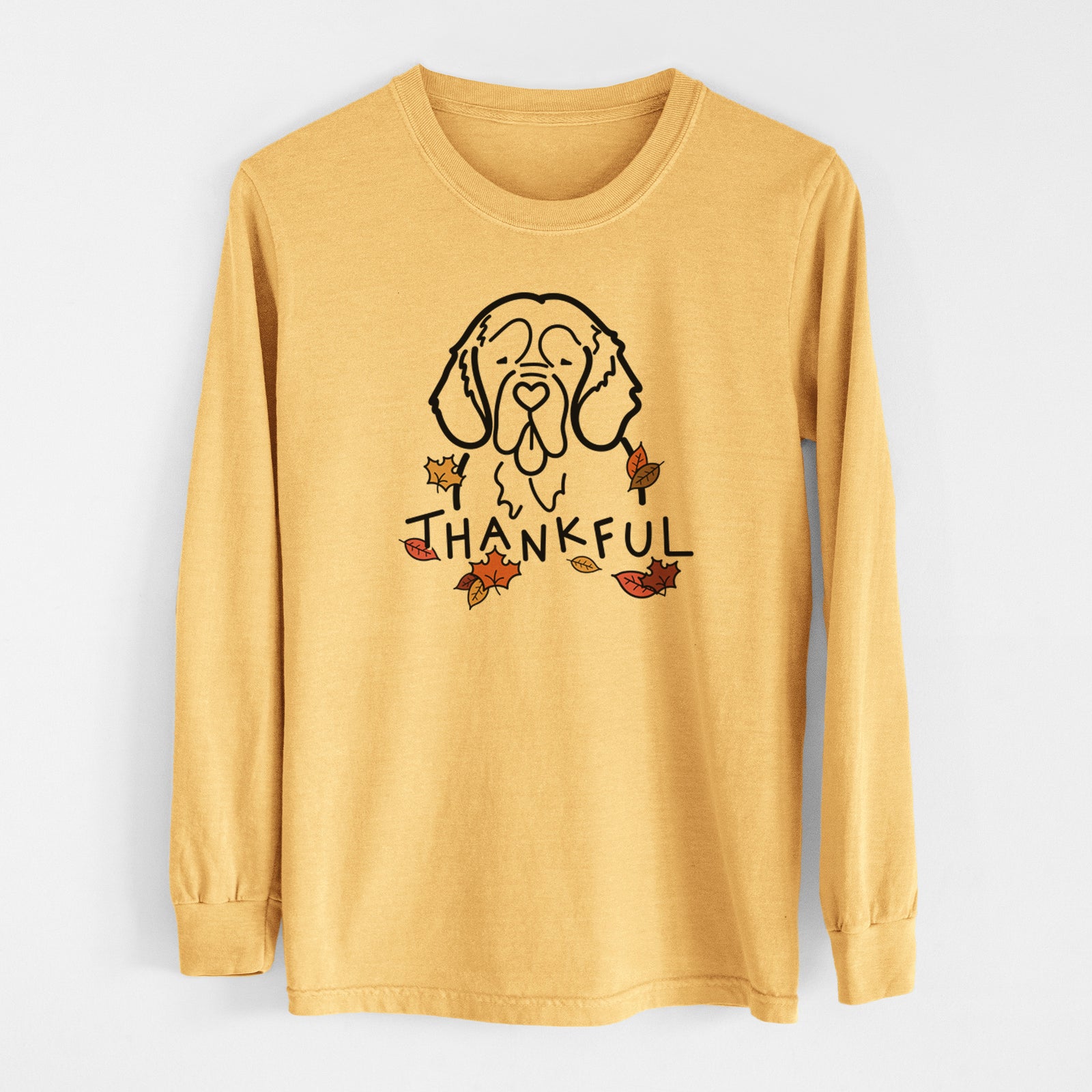 Thankful Clumber Spaniel - Men's Heavyweight 100% Cotton Long Sleeve