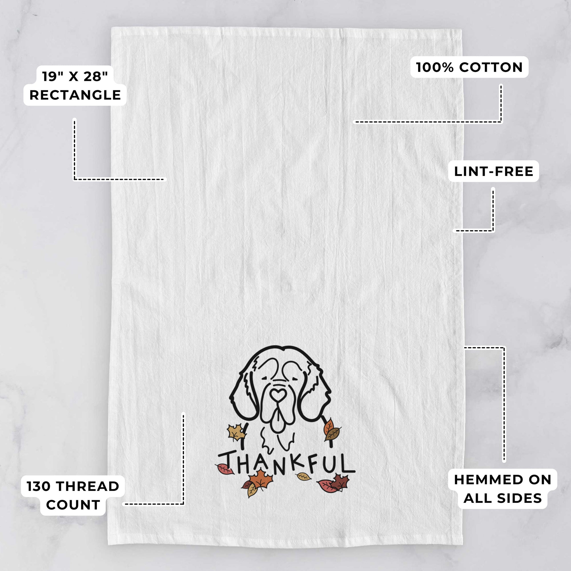 Thankful Clumber Spaniel - Tea Towel