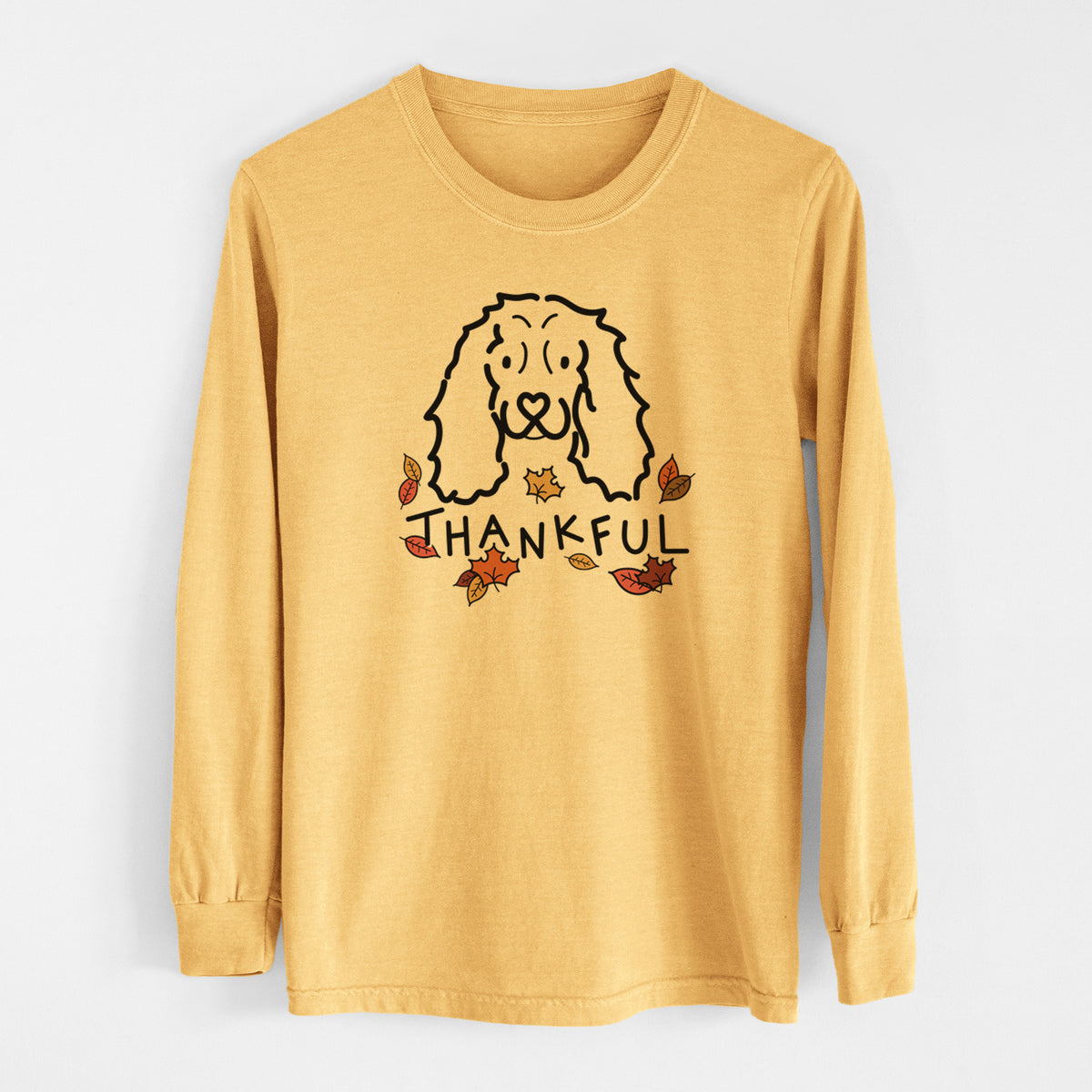 Thankful American Cocker Spaniel - Men&#39;s Heavyweight 100% Cotton Long Sleeve