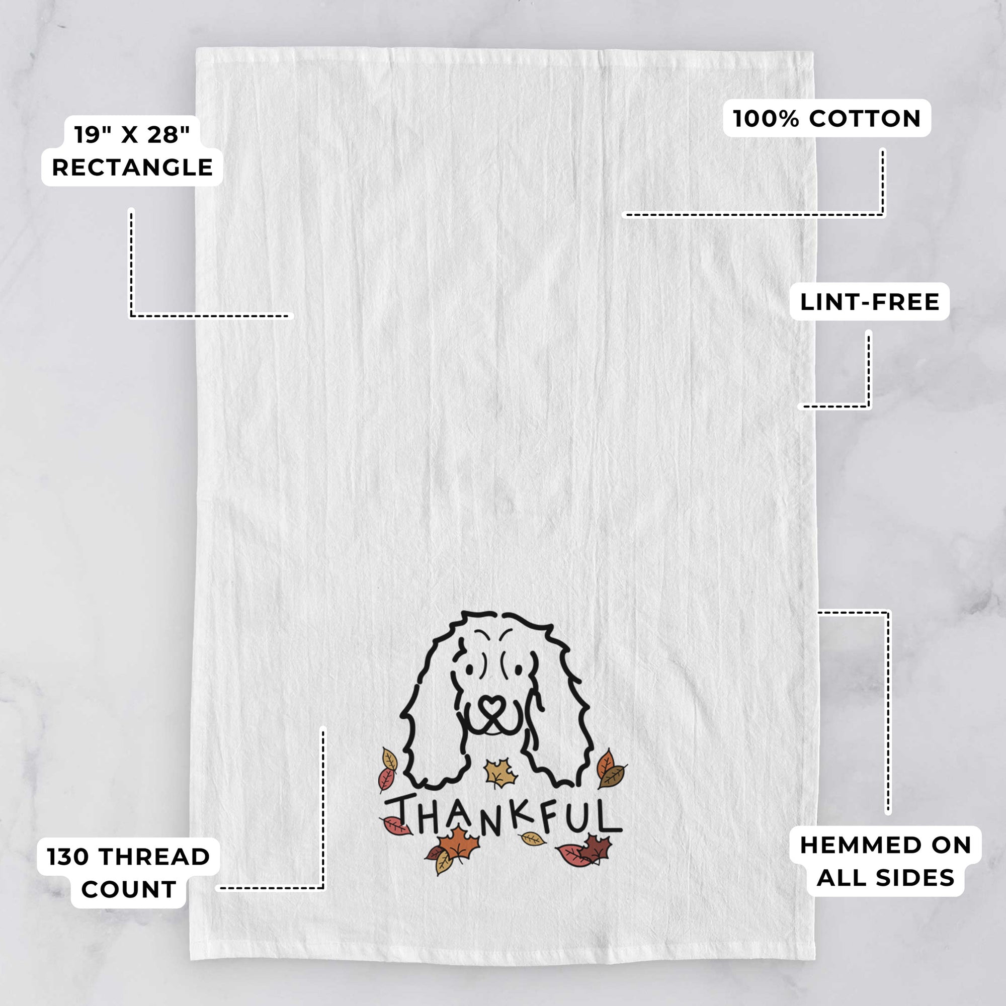 Thankful American Cocker Spaniel - Tea Towel