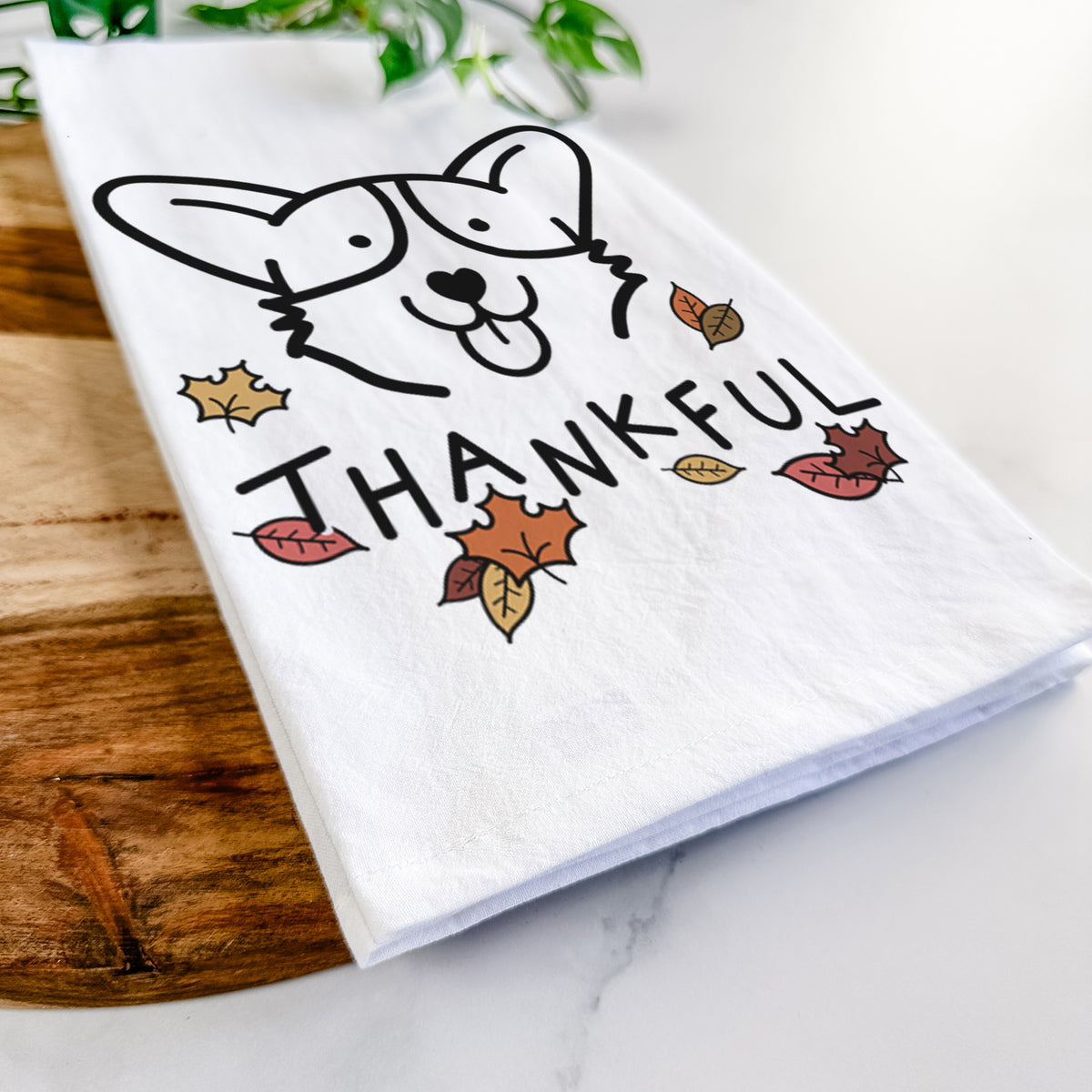 Thankful Corgi - Tea Towel