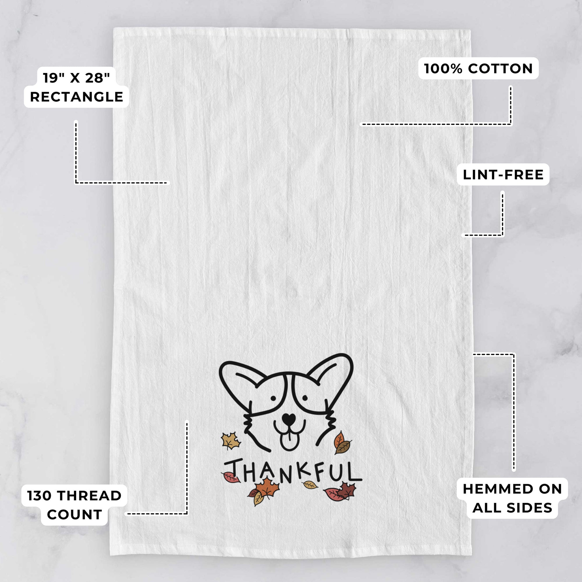 Thankful Corgi - Tea Towel