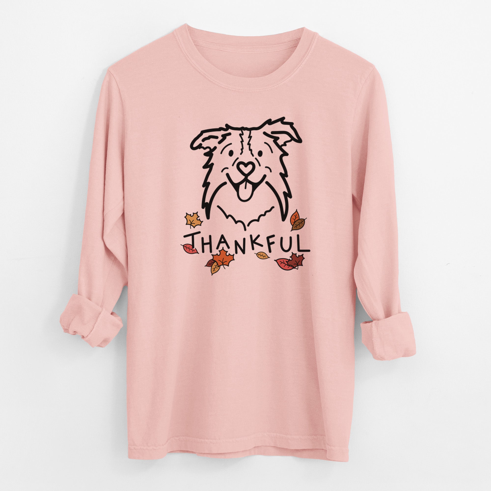 Thankful Border Collie - Cricket - Men's Heavyweight 100% Cotton Long Sleeve