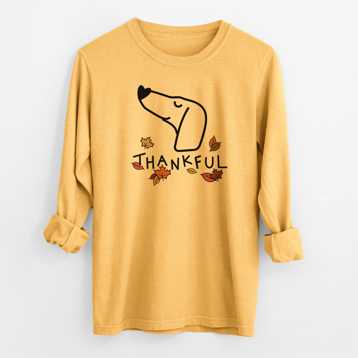 Thankful Dachshund - Men's Heavyweight 100% Cotton Long Sleeve