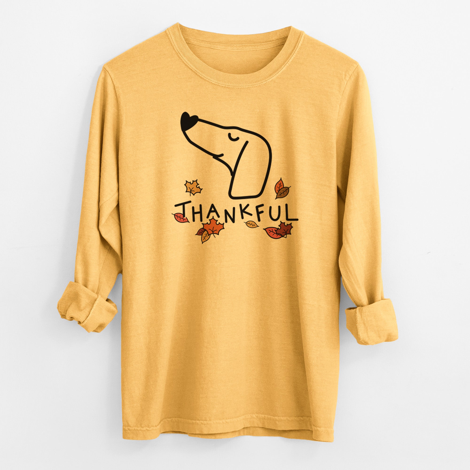 Thankful Dachshund - Men's Heavyweight 100% Cotton Long Sleeve