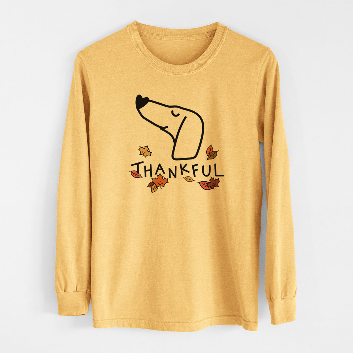 Thankful Dachshund - Men&#39;s Heavyweight 100% Cotton Long Sleeve