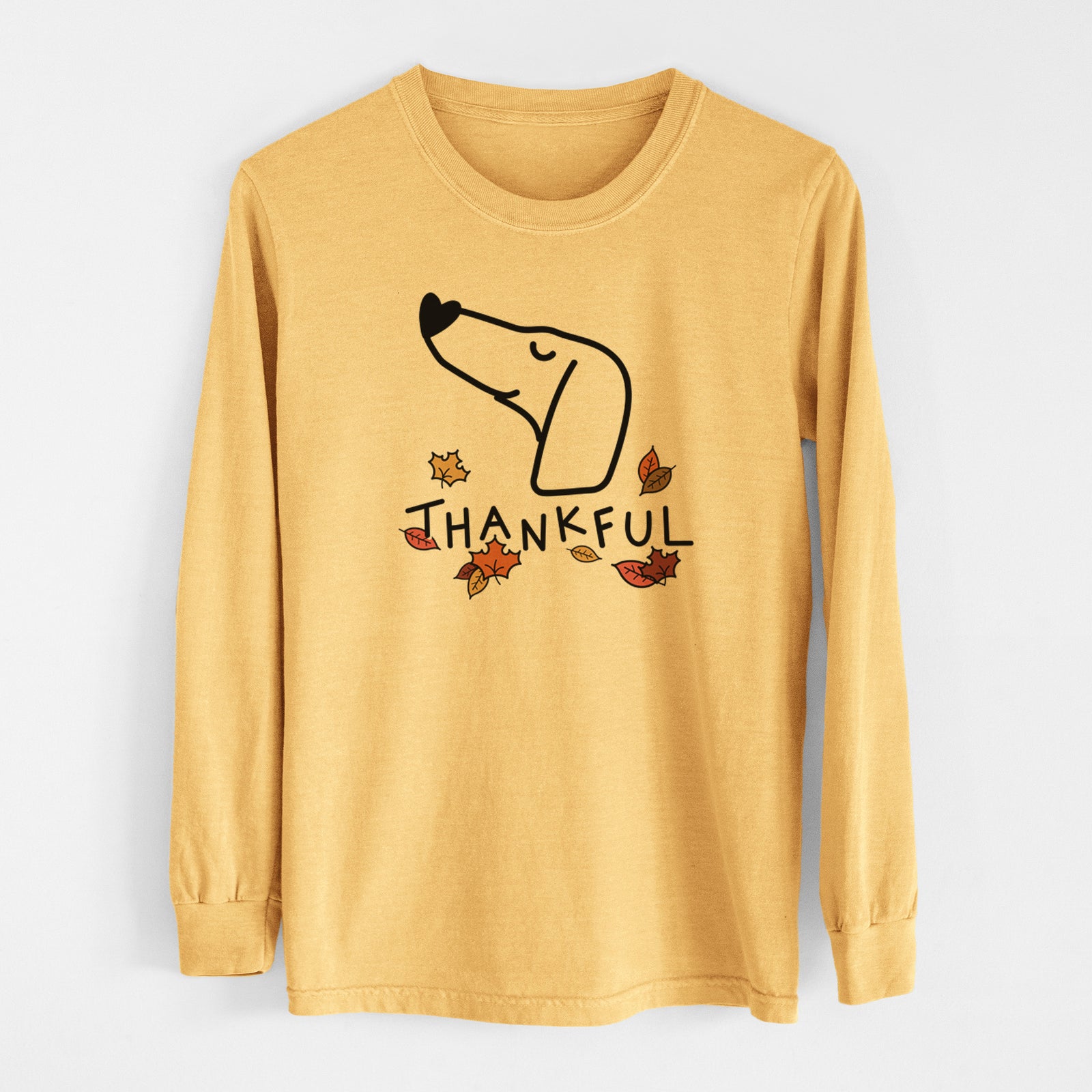 Thankful Dachshund - Men's Heavyweight 100% Cotton Long Sleeve