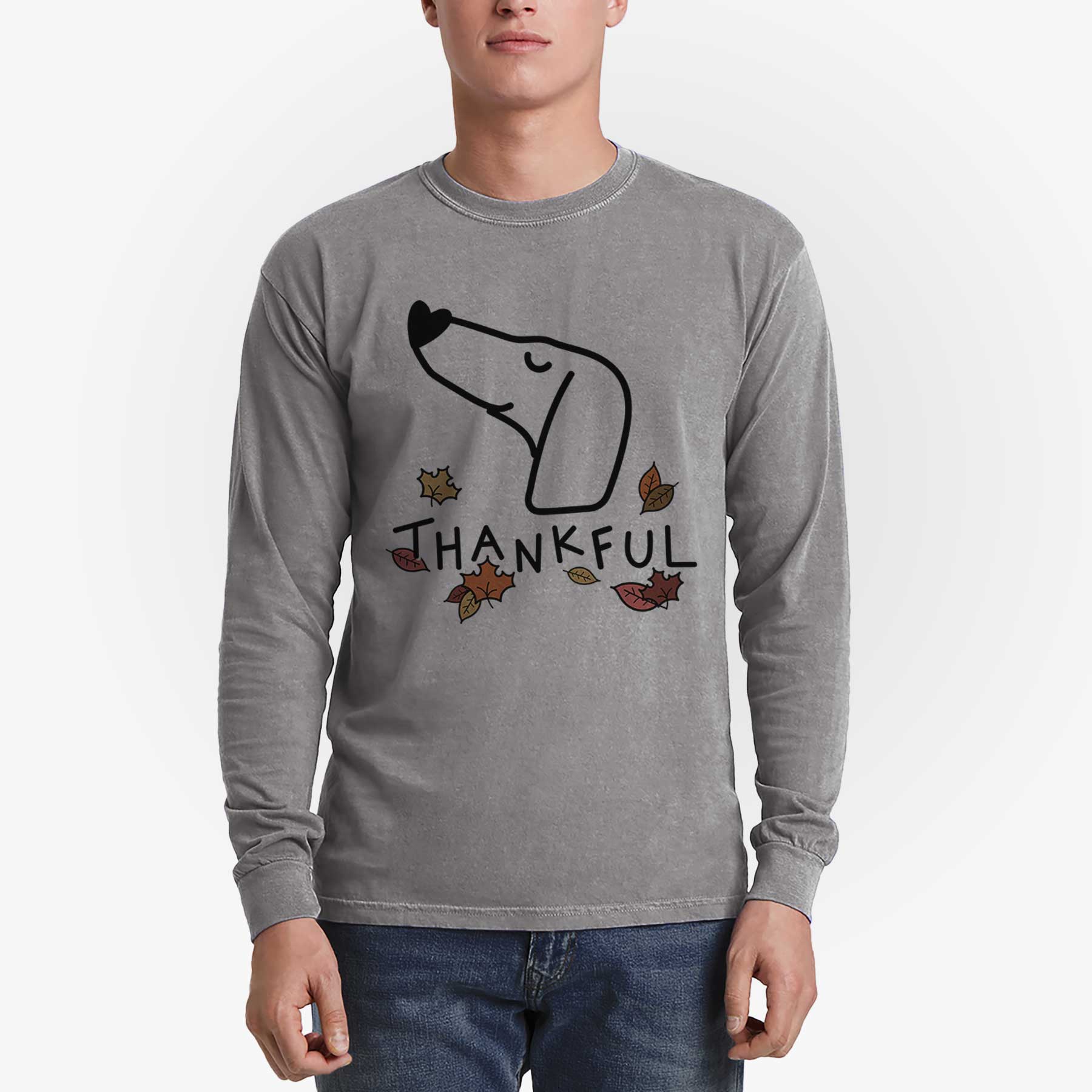 Thankful Dachshund - Men's Heavyweight 100% Cotton Long Sleeve