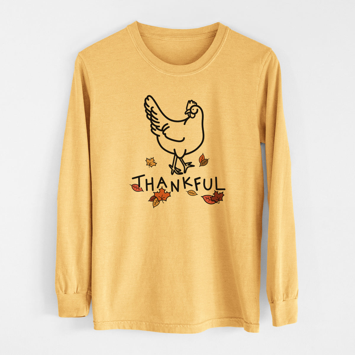 Thankful Chicken - Daisy - Men&#39;s Heavyweight 100% Cotton Long Sleeve