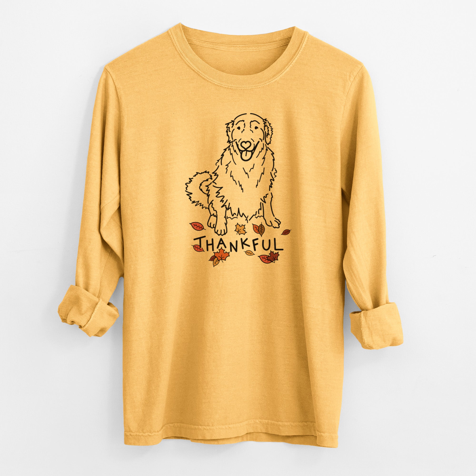 Thankful Golden Retriever - Daisy - Men's Heavyweight 100% Cotton Long Sleeve