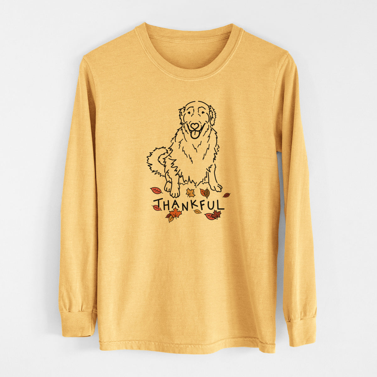 Thankful Golden Retriever - Daisy - Men&#39;s Heavyweight 100% Cotton Long Sleeve