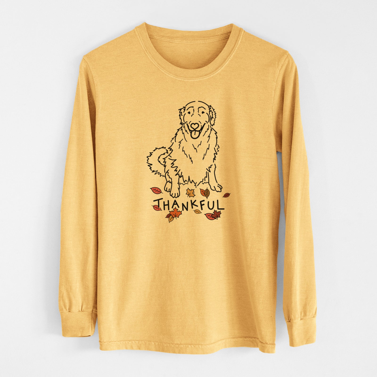 Thankful Golden Retriever - Daisy - Men's Heavyweight 100% Cotton Long Sleeve