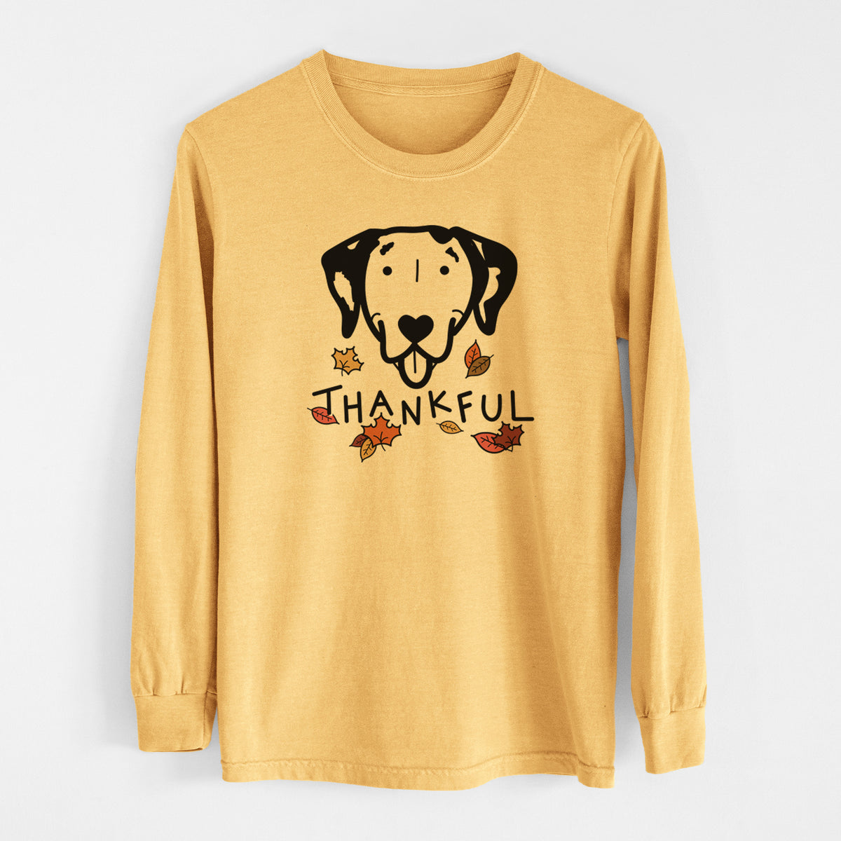 Thankful Dalmatian - Men&#39;s Heavyweight 100% Cotton Long Sleeve