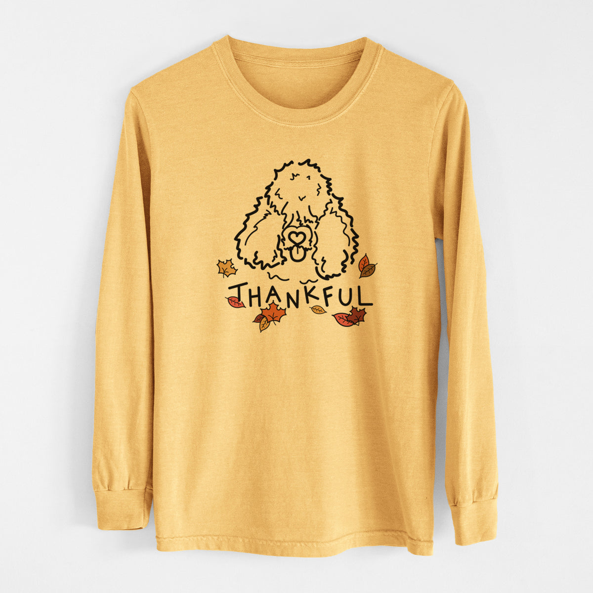 Thankful Bouvier des Flandres - Deeogey - Men&#39;s Heavyweight 100% Cotton Long Sleeve