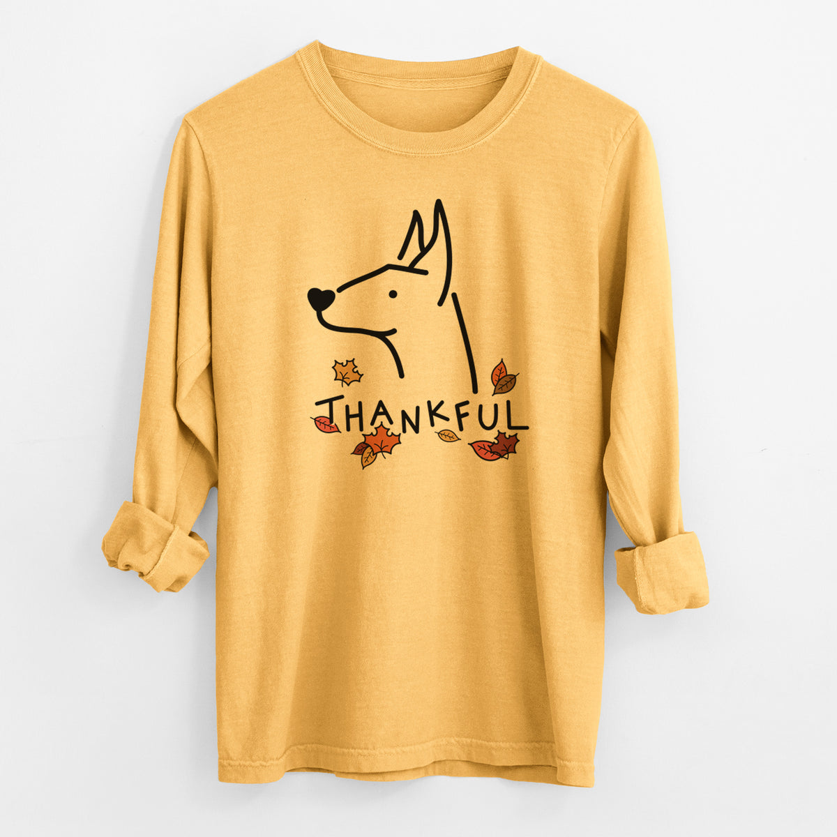 Thankful Doberman Pinscher - Men's Heavyweight 100% Cotton Long Sleeve