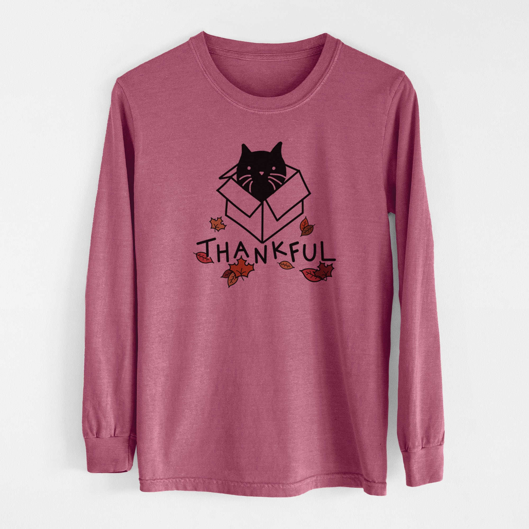 Thankful Black Cat in a Box - Doc - Men's Heavyweight 100% Cotton Long Sleeve