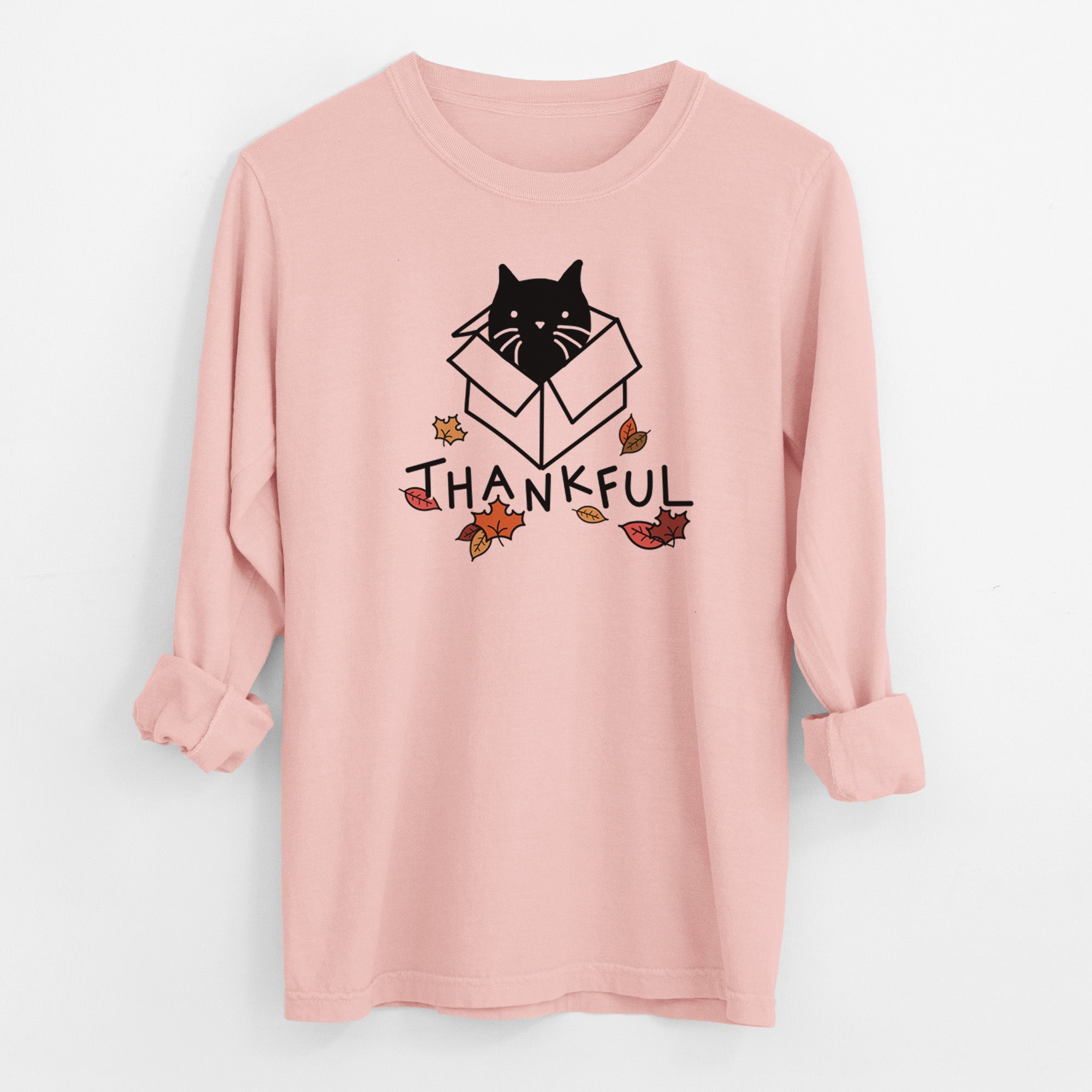 Thankful Black Cat in a Box - Doc - Men's Heavyweight 100% Cotton Long Sleeve