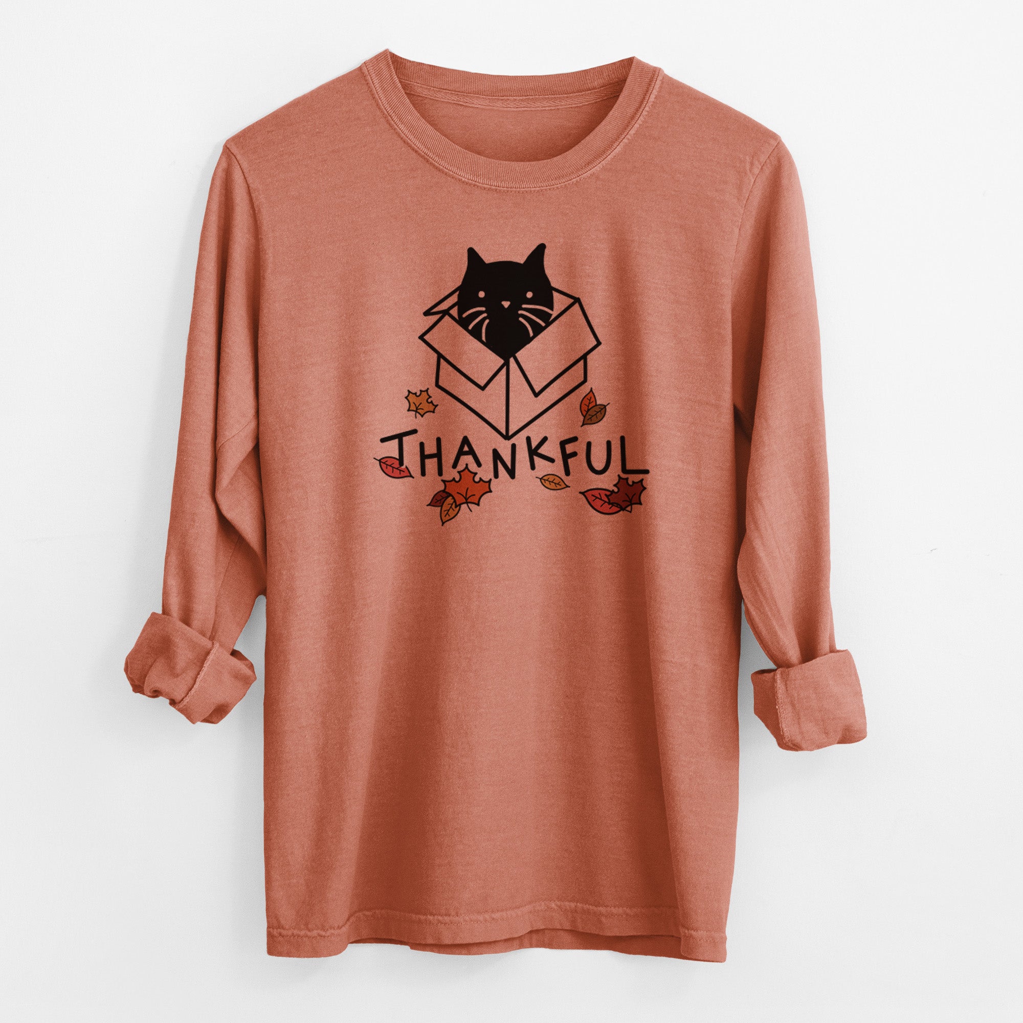 Thankful Black Cat in a Box - Doc - Men's Heavyweight 100% Cotton Long Sleeve