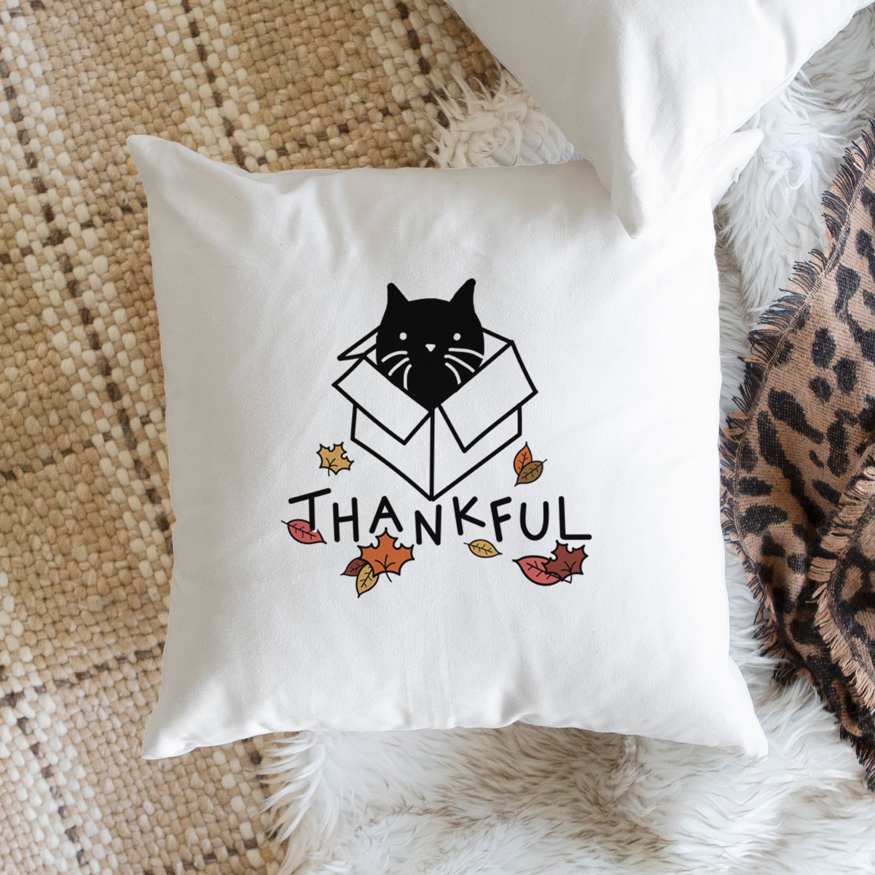 Love Always Black Cat in a Box - Doc -  Throw Pillow Cover