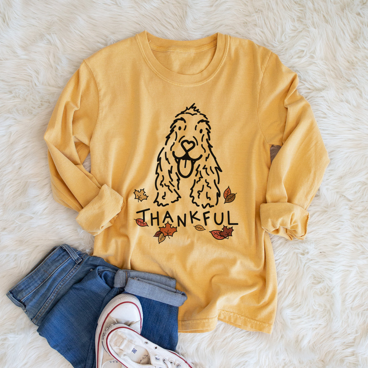Thankful English Cocker Spaniel - Dolly - Heavyweight 100% Cotton Long Sleeve
