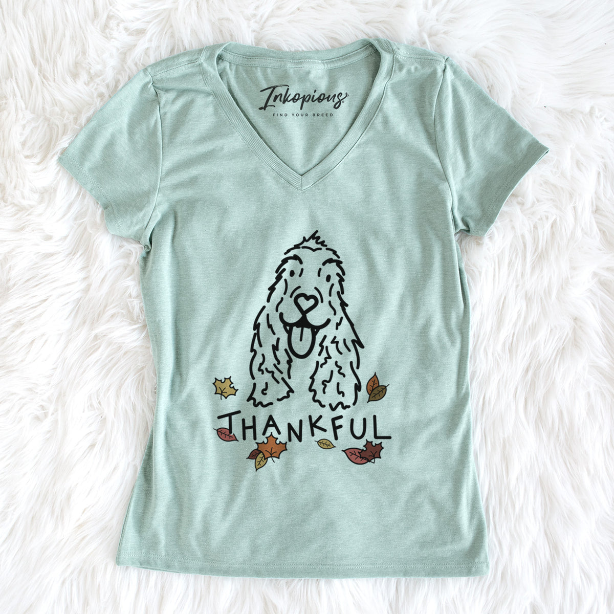 Thankful English Cocker Spaniel - Dolly - Women&#39;s Perfect V-neck Shirt